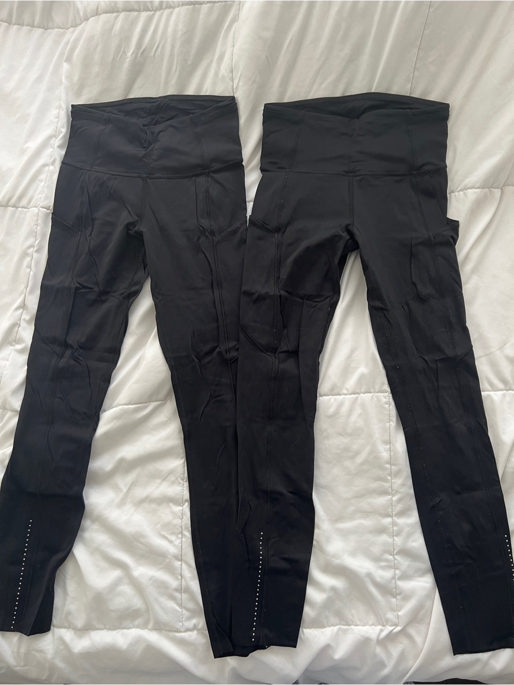 (2) LULULEMON Fast & Free 7/8 Pants With Reflective Dots - Size 4